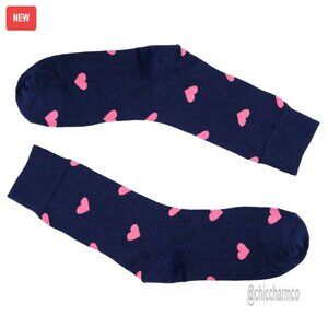 Men's Heart Pattern Crew Socks, Cotton Blend, Valentine's Day Gift